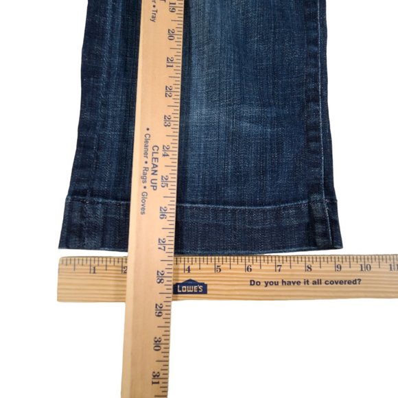 7 For All Mankind Dojo Flare Womens Jeans 29 34x20 Blue Stitch Y2K Rodeo - Picture 11 of 13